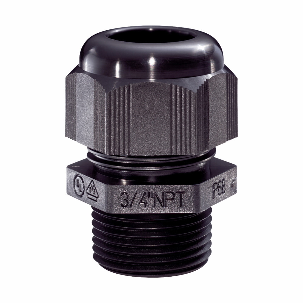 Eaton Crouse-Hinds series NCG cord grip, Cable range min/max: 0.35-0.71", Non-armoured and tray cable, Non-armoured gland, Polyamide 6, General purpose, 3/4" NPT