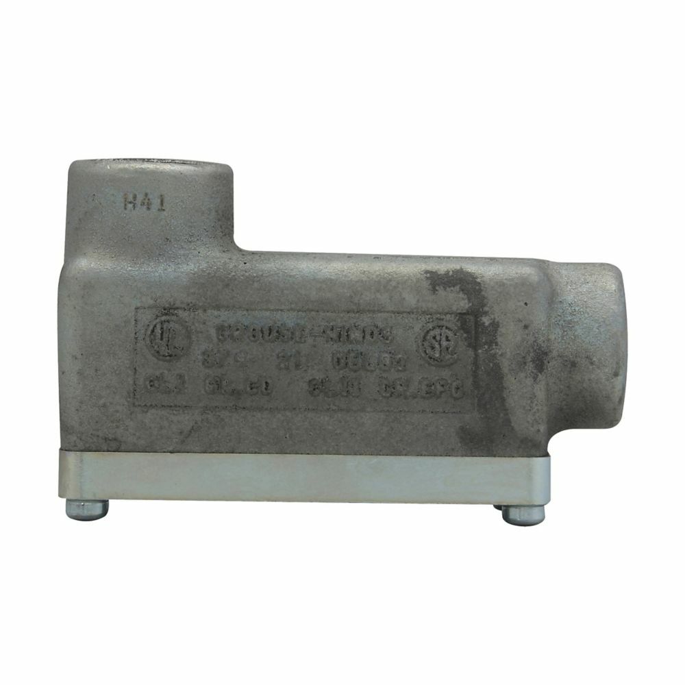 Eaton Crouse-Hinds series Condulet OE conduit outlet body with cover, Feraloy iron alloy, LB shape, 3/4"