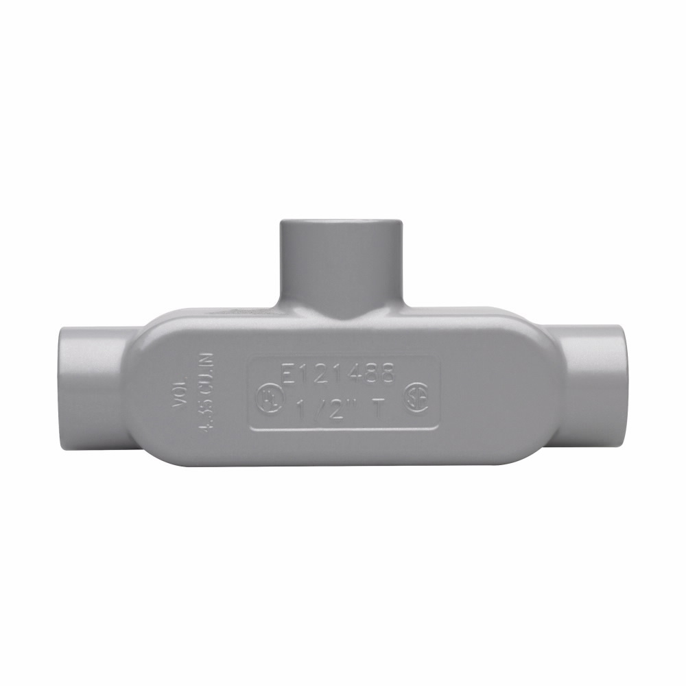 Eaton Crouse-Hinds series Condulet Series 5 conduit outlet body, Rigid/IMC, Copper-free aluminum, T shape, 1/2"