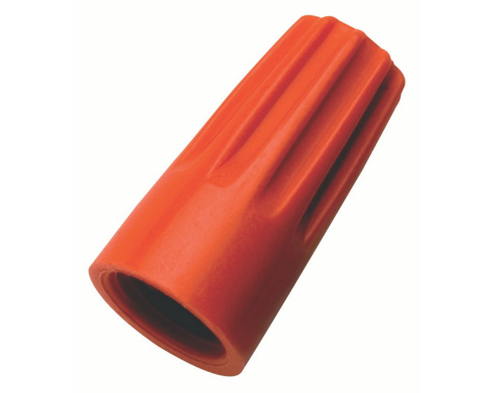 IDEAL, Wire Connector, Wire-Nut, Twist-On, Number Of Conductors: 1 to 5, Conductor Range: 22 - 14 AWG, Min 1-18 w/2-20 MAX 2-14, Color: Orange, Material: Flame-retardant polypropelene, Voltage Rating: 600 V, Environmental Conditions: Tough, UL 94V-2 Flame-Retardant Shell Rated At 105 DEG C (221 F), Model Number: 73B, Flammability Rating: UL 94V-2