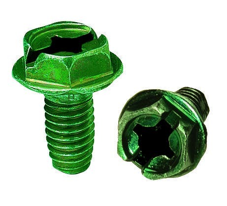 Grounding Screw, Steel, 5/16 IN Hex, #2 Phillips, 1/4 IN Slotted And #2 Robertson Head Head, Zinc-Plated Finish, Package: 50/Bag