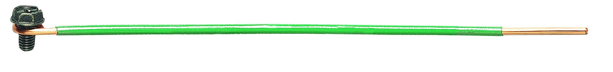 Grounding Tail, Connection: Loop With Ground Screw And Stripped End, Wire Size: 12 AWG, Green, Wire Type: Solid, 8 IN Length, Package: 50/Box, C/US UL Listed, Ensures Compliance With NEC Standards, RoHS Compliant, For Device Grounding Applications