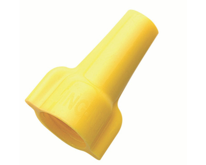 IDEAL, Wire Connector, Wing-Nut, Twist-On, Number Of Conductors: 1 to 6, Conductor Range: 18 - 10 AWG, Min 2 - 18, MAX 3-12, Environmental Conditions: Tough, UL 94V-2 Flame-Retardant Shell Rated At 105 DEG C (221 F), Material: Flame-retardant polypropelene shell, Color: Yellow, Voltage Rating: 600 V, Model Number: 451, Width: 1-1/64 IN, Height: 11/16 IN, Flammability Rating: UL 94V-2