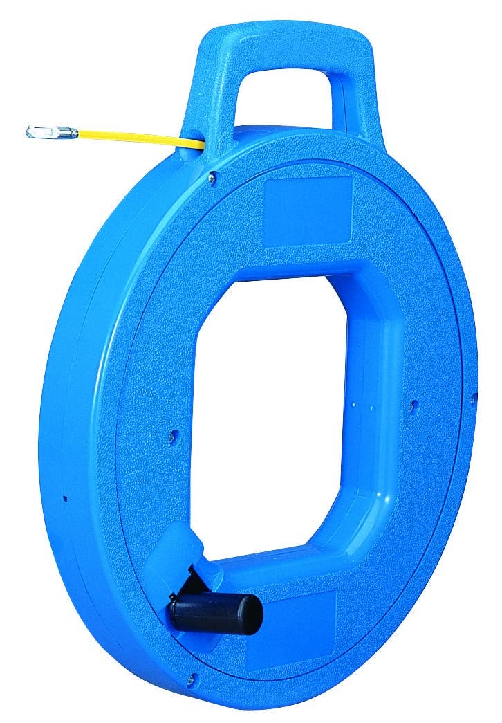 IDEAL, Fish Tape, S-Class, Rapid-Pak, Length: 100 FT, Tape End: Leader, Material: Nylon Jacket, Structural Glass Core, Fiberglass Tape, Case Diameter: 12 IN, Replacement Tape: 31-152, Diameter: 3/16 IN