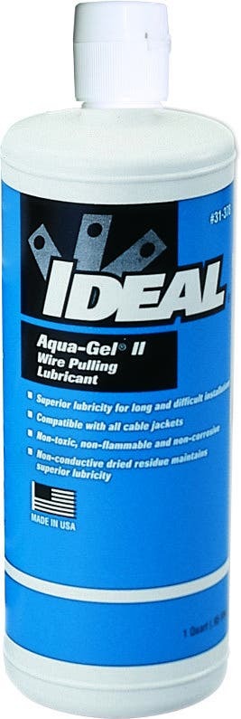 Aqua-Gel II Lubricant, Size: 1 QT, Container: Squeeze Bottle, Specific Gravity: 0.98, Plastic Safe: Yes, Mild Odor, Voc: 1.7 GPL (As Packaged, Minus Water), Working Temperature: 40 - 100 DEG F, Boiling Point: 212 DEG F (100 DEG C), Percent Volatile By Volume: Less Than 90 PCT, Percent Solid By Weight: Approximately 10 PCT, Clear Blue Gel, 7 - 8 pH, Solubility In Water: Infinite, Storage Temperature: 32 - 180 DEG F, Ul Listed, For Cable Pulling