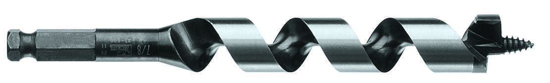 IDEAL, Auger Bit, Nailbiter, Short/Premium Ship, Bit Diameter: 1 IN, Shank Diameter: 7/16 IN, Overall Length: 7-1/2 IN, Twist Length: 5 IN, Flute Type: Dual-Helix