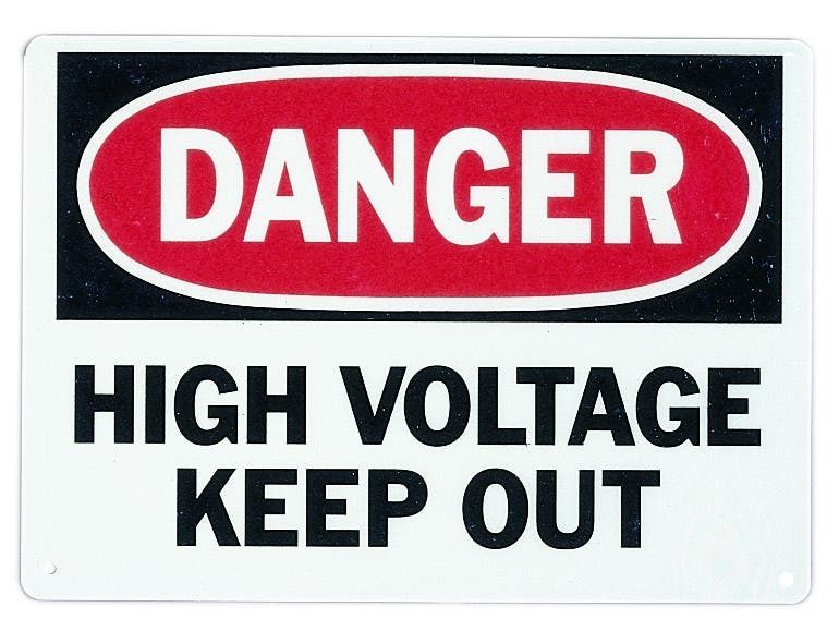 Self-Sticking Safety Sign, Polyester, 10 IN Length, 7 IN Width, Danger  High Voltage  Keep Out Legend, For Indoor And Outdoor Use