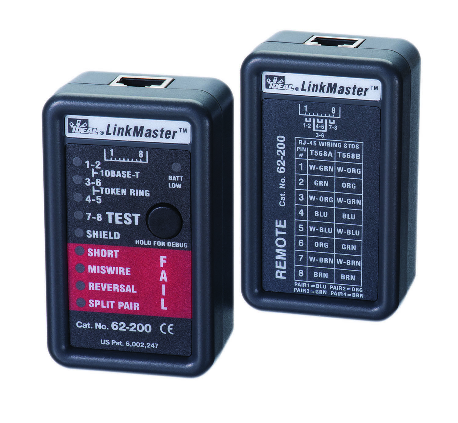LinkMaster Tester And Remote, Dimensions: 3-1/4 IN X 2 IN X 1-1/4 IN, Weight: 3.2 OZ (Including Battery), For Testing Wiring Configurations On UTP/STP Cables, Checks For Shorts, Miswires, Reversals And Split Pairs