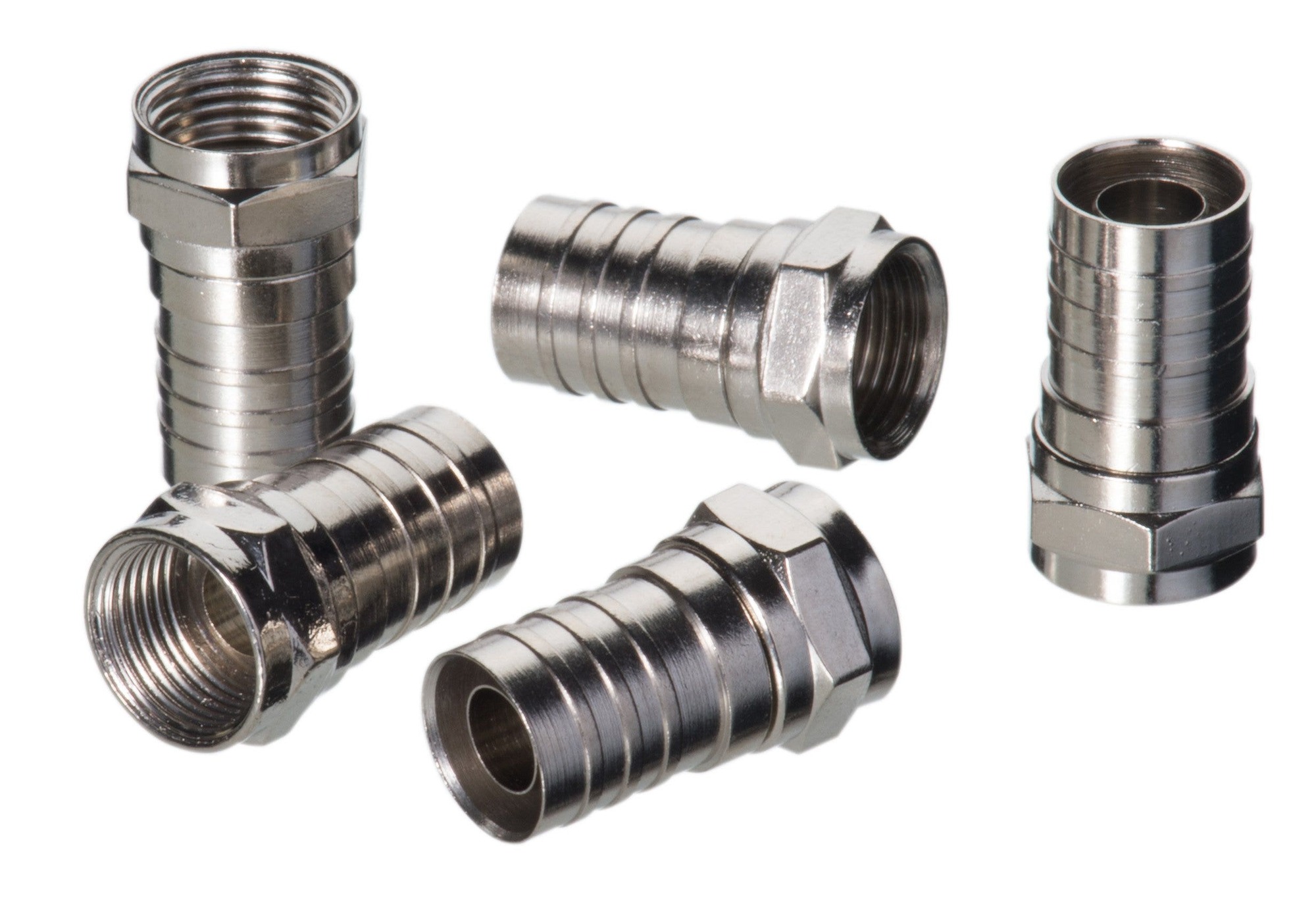 IDEAL, Coaxial Connector, F-Type, Connection: Crimp-On, Material: Brass, Coaxial Cable Type: RG-6