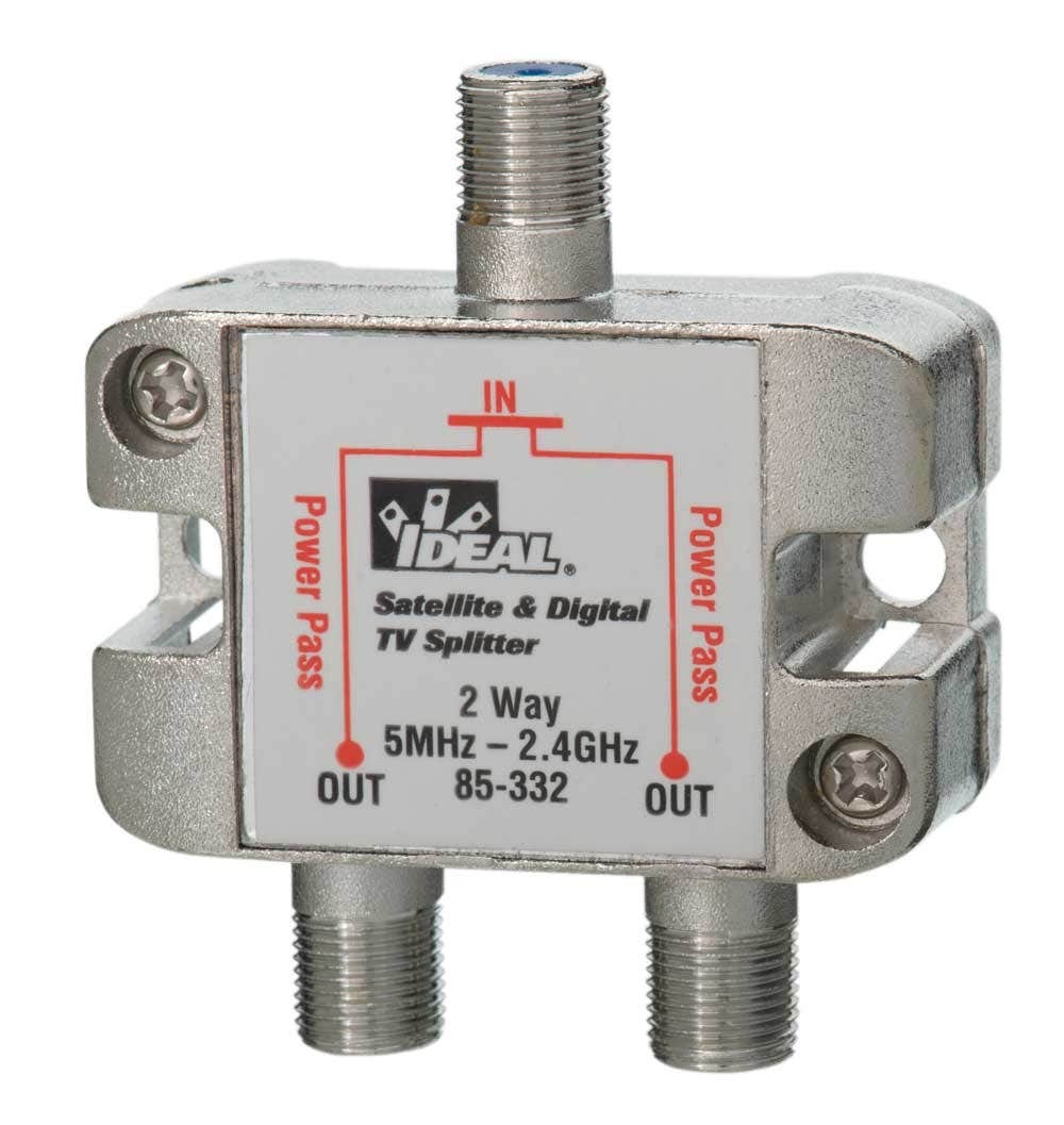 IDEAL, Splitter, Frequency Range: 2.3 GHZ, Connector: F Female, Includes: Two Mounting Screws (Phillips/slotted head)