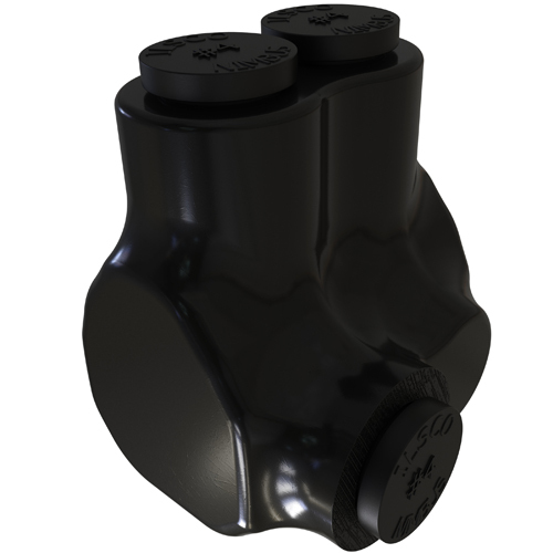 Nimbus Insulated Aluminum In-Line Splicer-Reducer Connector Offset, Conductor Range 4-14, 2 Ports, Tin Plated, UL, CSA