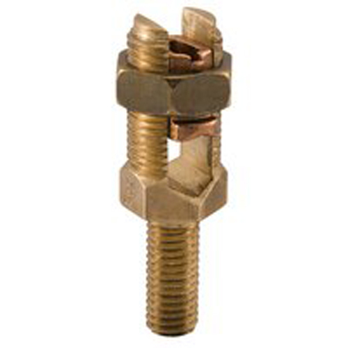 Permaground Bronze Service Post Connector, Male, Conductor Range 5-10 Sol, 5/16-18 x 5/8in Stud Size, Short Stud, Double Conductor, UL, CSA