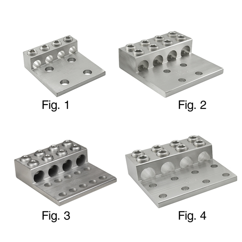 Aluminum Mechanical Lug, Conductor Range 600-2, 4 Ports, 10 Holes, 1/2in Bolt Size, 1-3/4in Hole Spacing, Tin Plated, UL, CSA