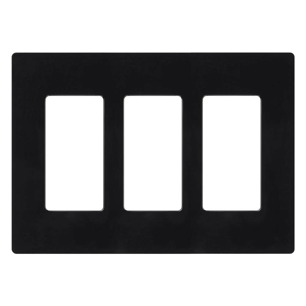 Claro Wallplate, Gloss Finish, Three-gang in black