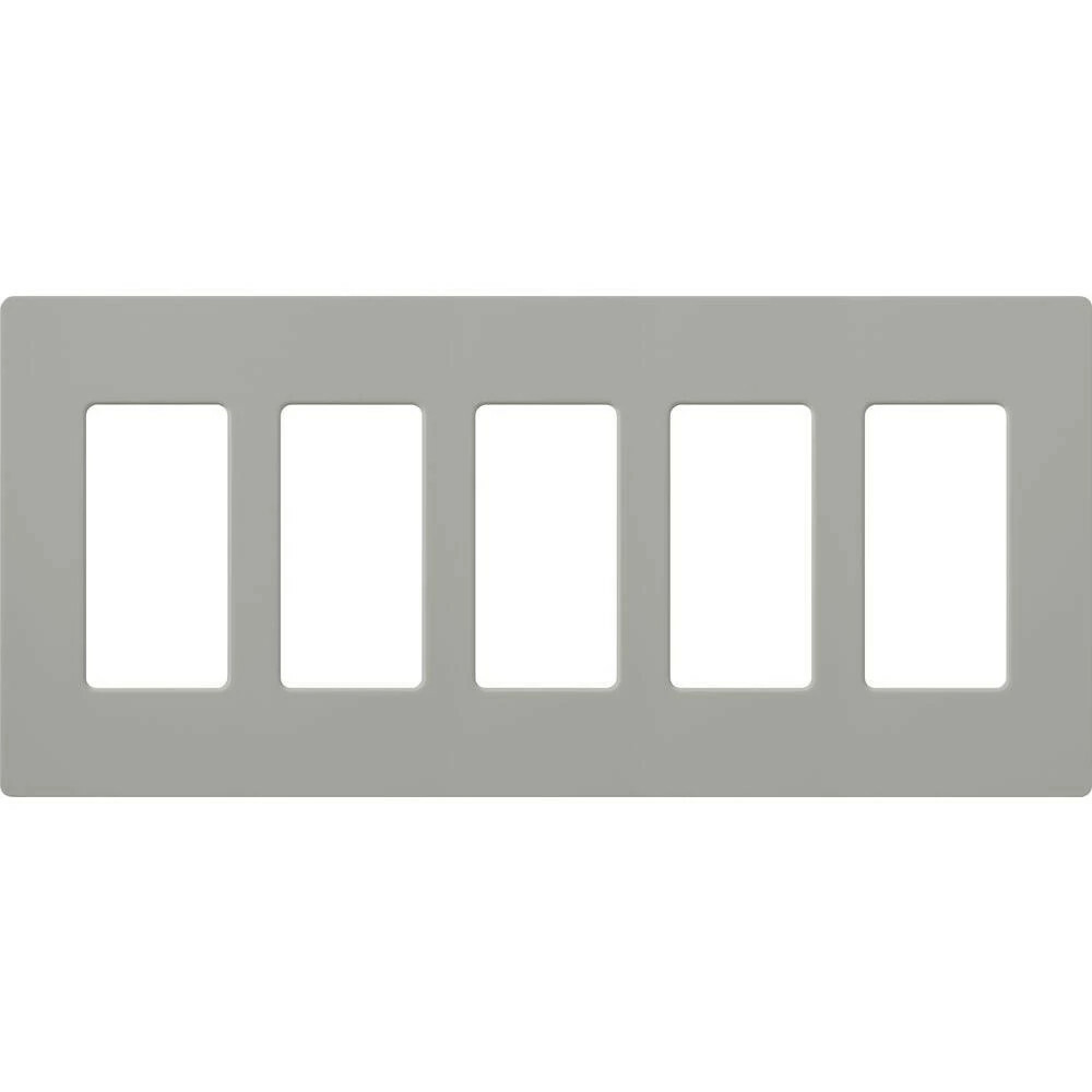 Claro Wallplate, Gloss Finish, Five-gang in gray