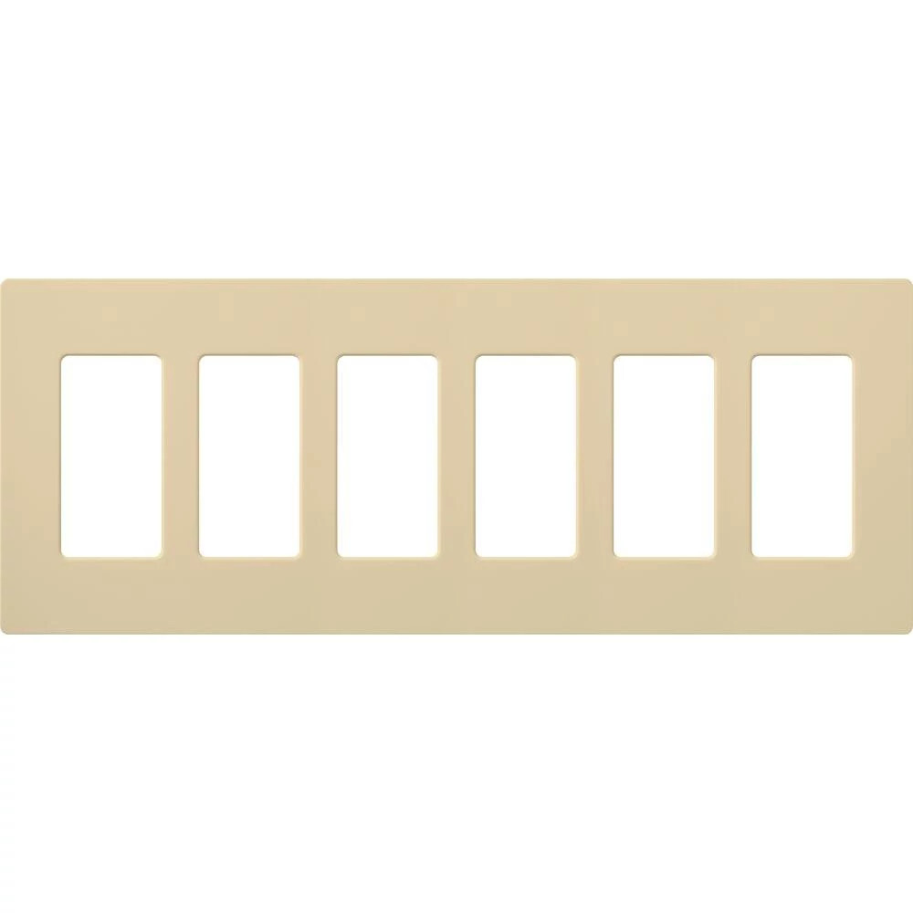 Claro Wallplate, Gloss Finish, Six-gang in ivory