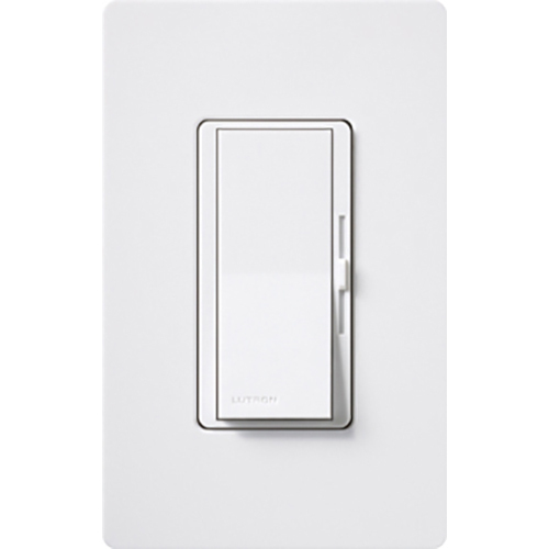 Diva Dimmer - Gloss Finish, Fluorescent or LED Dimming with 3-Wire Ballasts and Drivers, 3-way/single-pole, 120V/8A in white