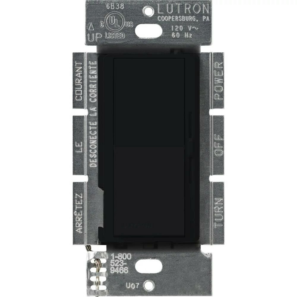 Lutron Diva 3-Speed 1.5A Fan Control, Single-Pole/3-Way, Black
