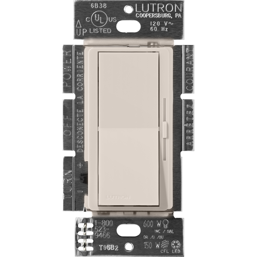 DVSCLV-603P-TP Diva MLV Dimmer Switch with Night Light, 450W, 600VA, 1 Pole/3-Way, No Neutral Required, 120V, Taupe