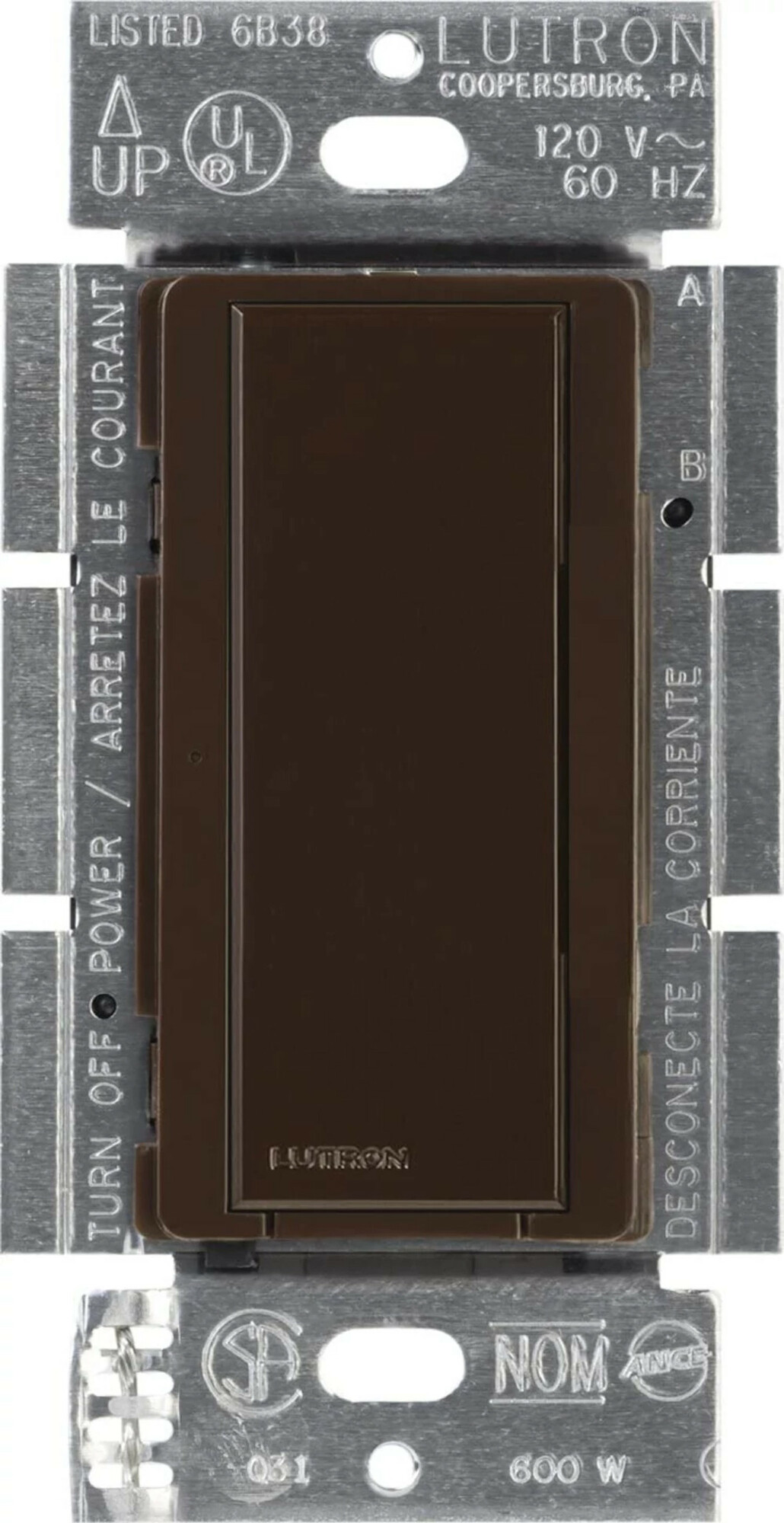 Maestro Switch - Gloss Finish, Incandescent/Halogen, Magnetic Low-Voltage, Electronic Low-Voltage, Fluorescent, Multi-location/single-pole, 120V/8A in brown