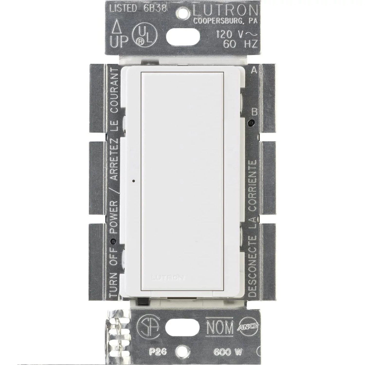 Maestro Switch - Gloss Finish, Incandescent/Halogen, Magnetic Low-Voltage, Electronic Low-Voltage, Fluorescent, Multi-location/single-pole, 120V/8A in white