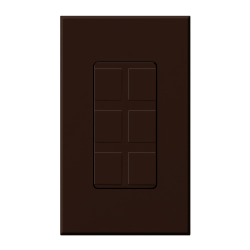 Nova T Architectural Series Wallplate Field-customizable 6-port frame in brown