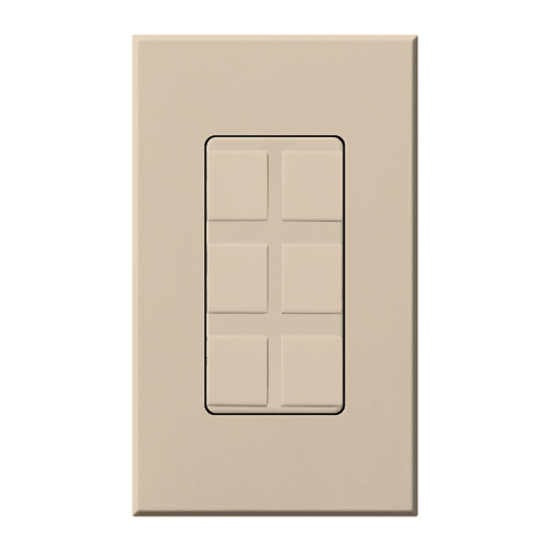 Nova T Architectural Series Wallplate Field-customizable 6-port frame in taupe