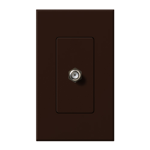 F-style, 75-ohm coaxial cable, single port in brown