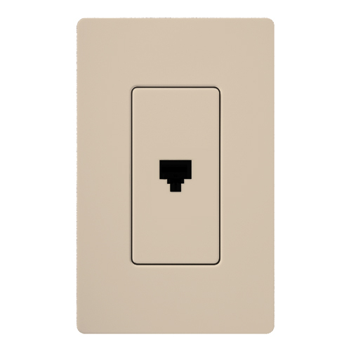 Claro, Satin, Single Telephone Jack in taupe