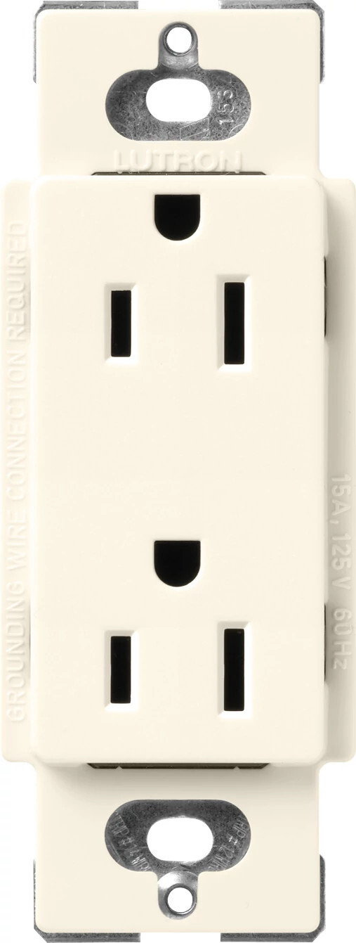 Lutron Claro 15 Amp Duplex Outlet, Biscuit