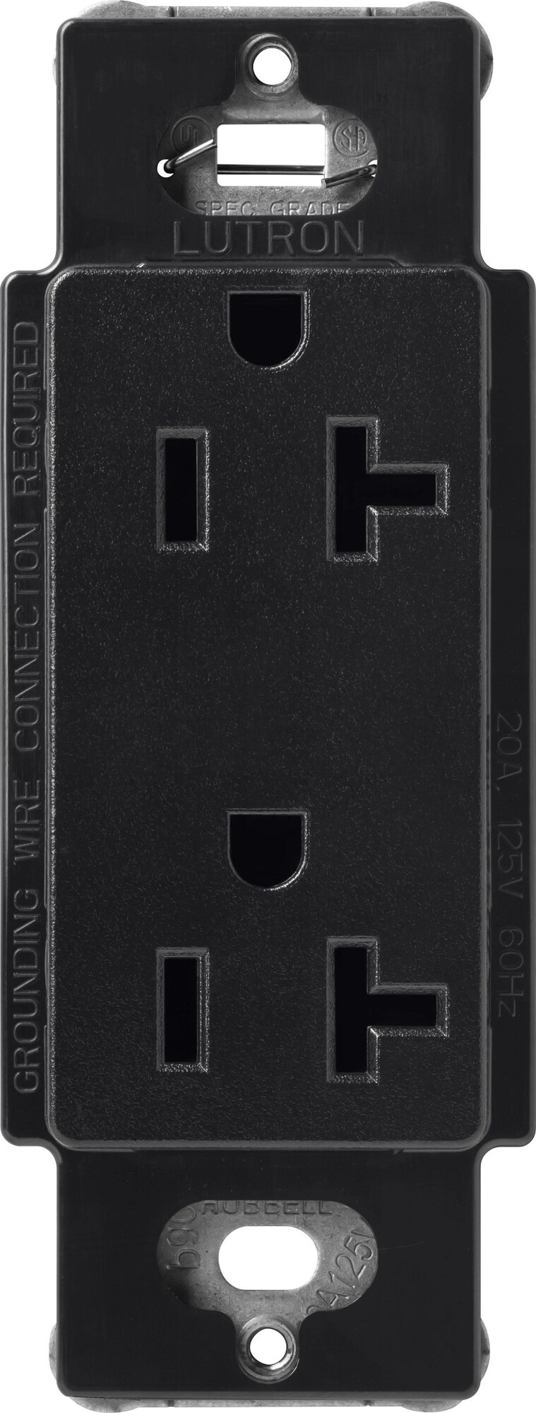 Lutron Claro 20 Amp Duplex Outlet, Midnight
