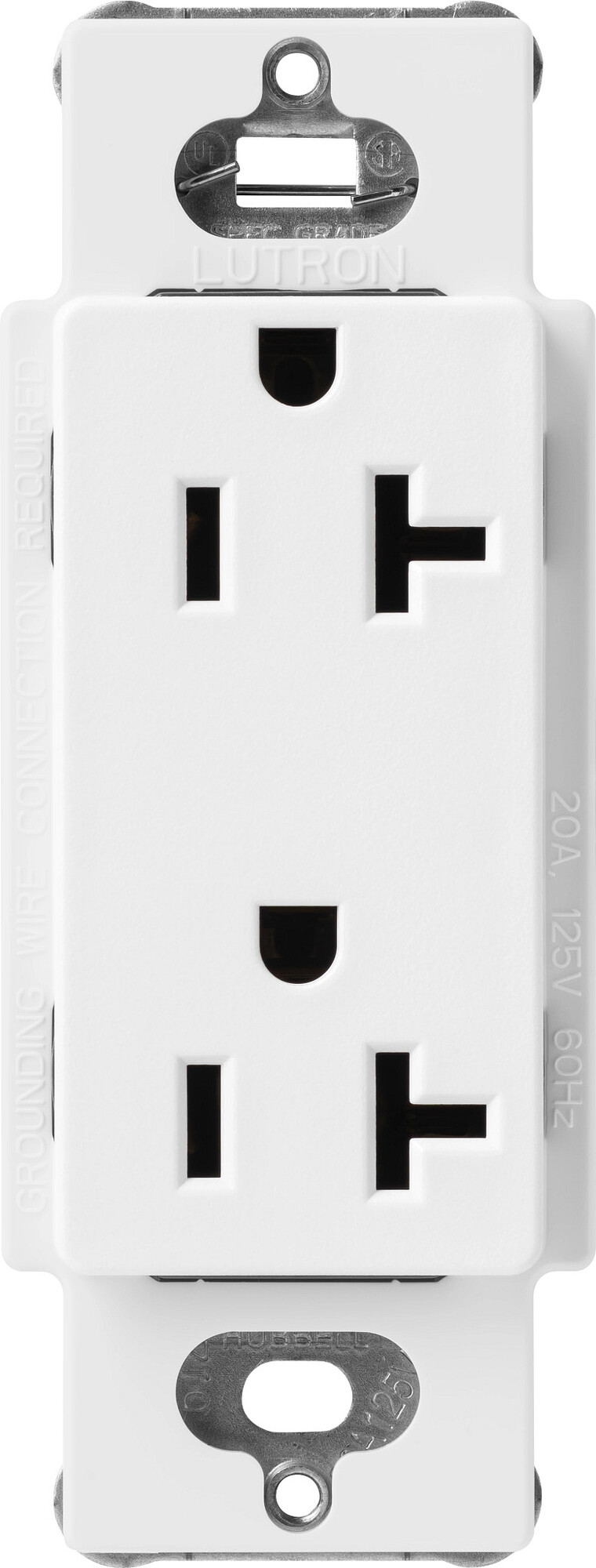 Lutron Claro 20 Amp Duplex Outlet, Snow