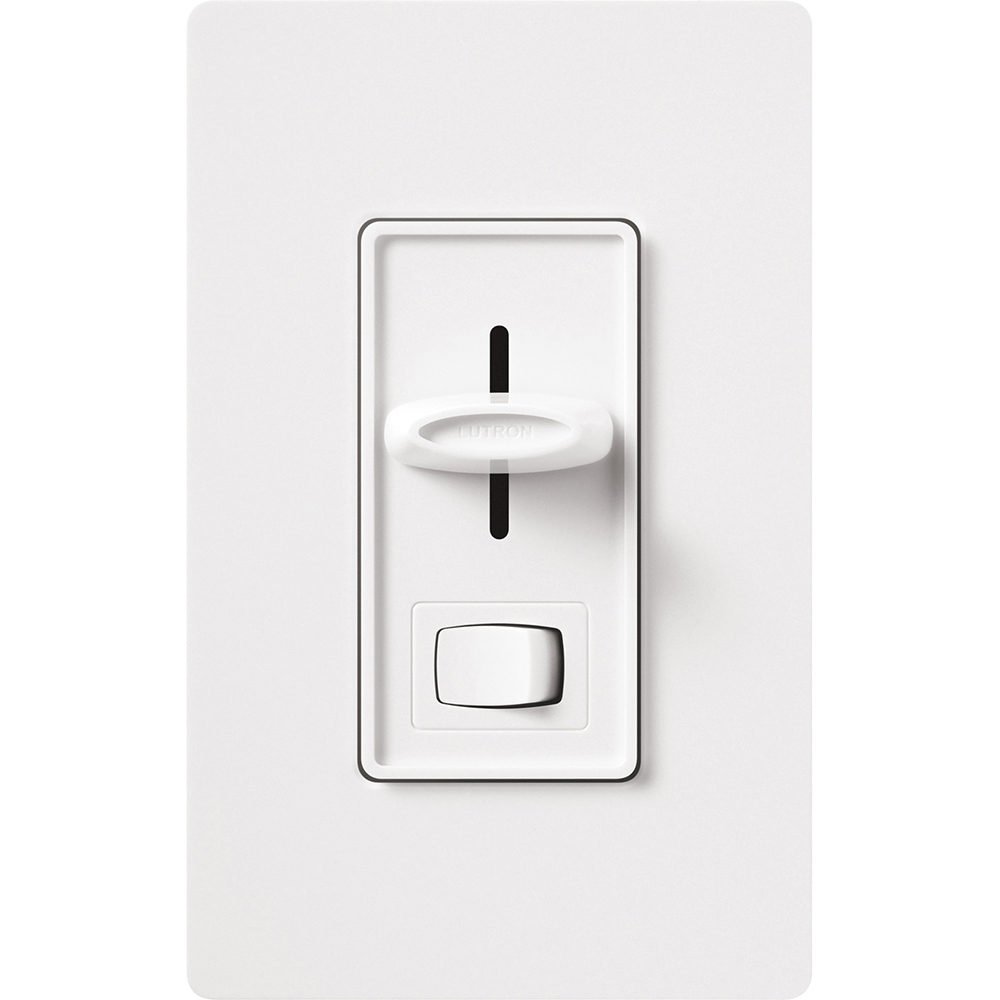 Skylark Dimmer with On/Off Switch, Fluorescent or LED Dimming with 3-Wire Ballasts and Drivers, 3-way, preset, 120V/8A in white