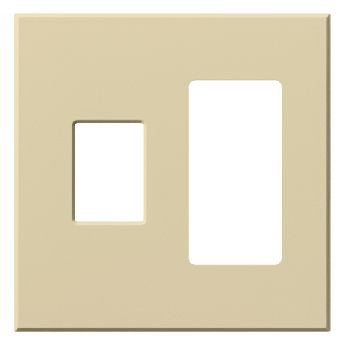 Multigang VWP Series Wallplate for Vareo, Nova T and GRAFIK Eye Wallstation, Two-gang for one dimmer or switch and one accessory in ivory