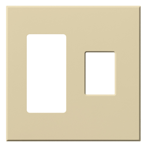 Multigang VWP Series Wallplate for Vareo, Nova T and GRAFIK Eye Wallstation, Two-gang for one accessory and one dimmer or switch in ivory