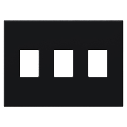 Multigang VWP Series Wallplate for Vareo, Nova T and GRAFIK Eye Wallstation, Three-gang for 3 dimmers or switches in black