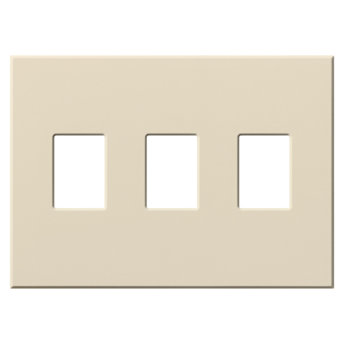 Multigang VWP Series Wallplate for Vareo, Nova T and GRAFIK Eye Wallstation, Three-gang for 3 dimmers or switches in light almond