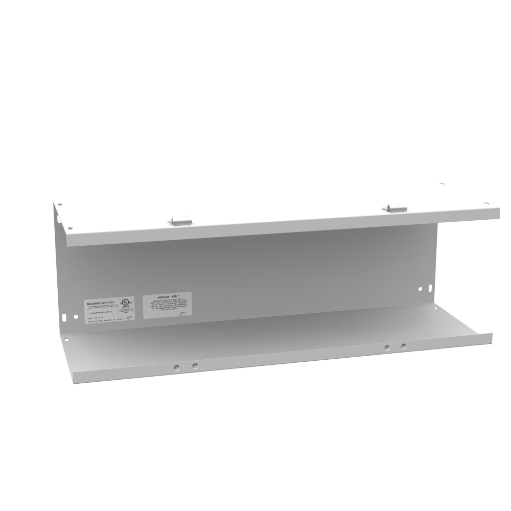 8x24x8 Hinge Cover Gutter Type 1 UL Listed Steel No Knockouts ANSI 61 Gray