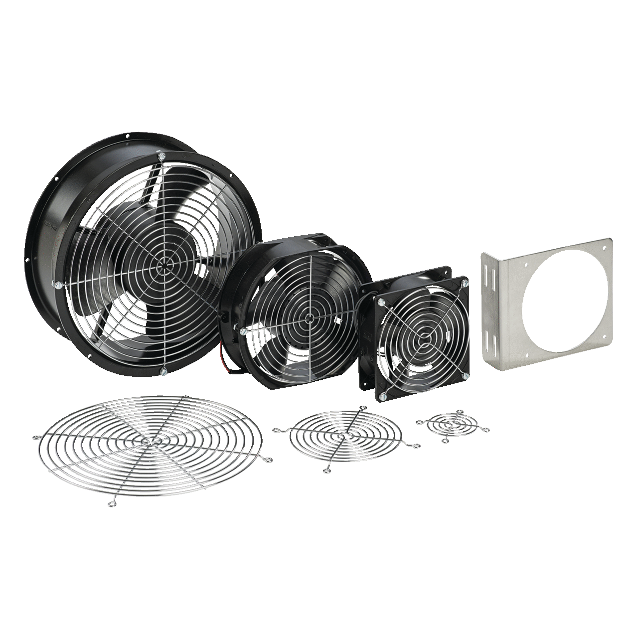 Compact Axial Fan 4-inch Lead Wires, 230VAC 100CFM, Black, Steel