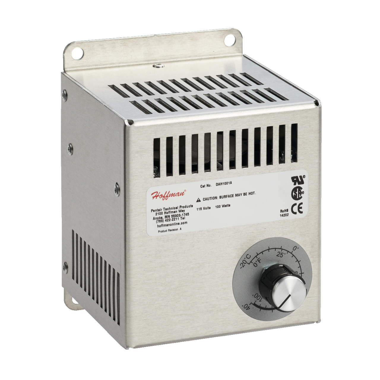 Electric Heater, 115VAC 200W, 5.50x4.00x4.00 inch, Brushed, Aluminum