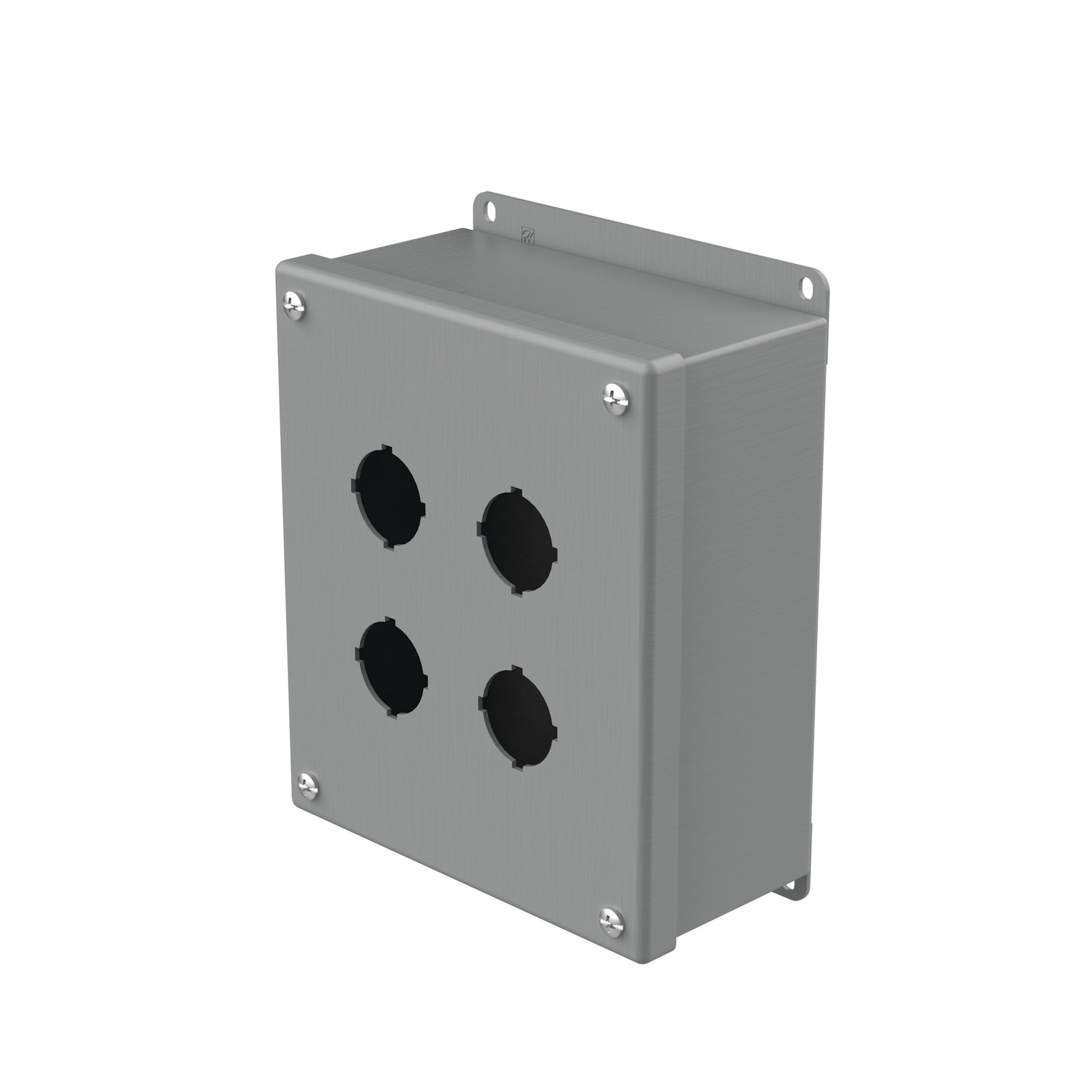 Pushbutton Square Enclosures Type 12, 4PBx30.5mm, Gray, Steel