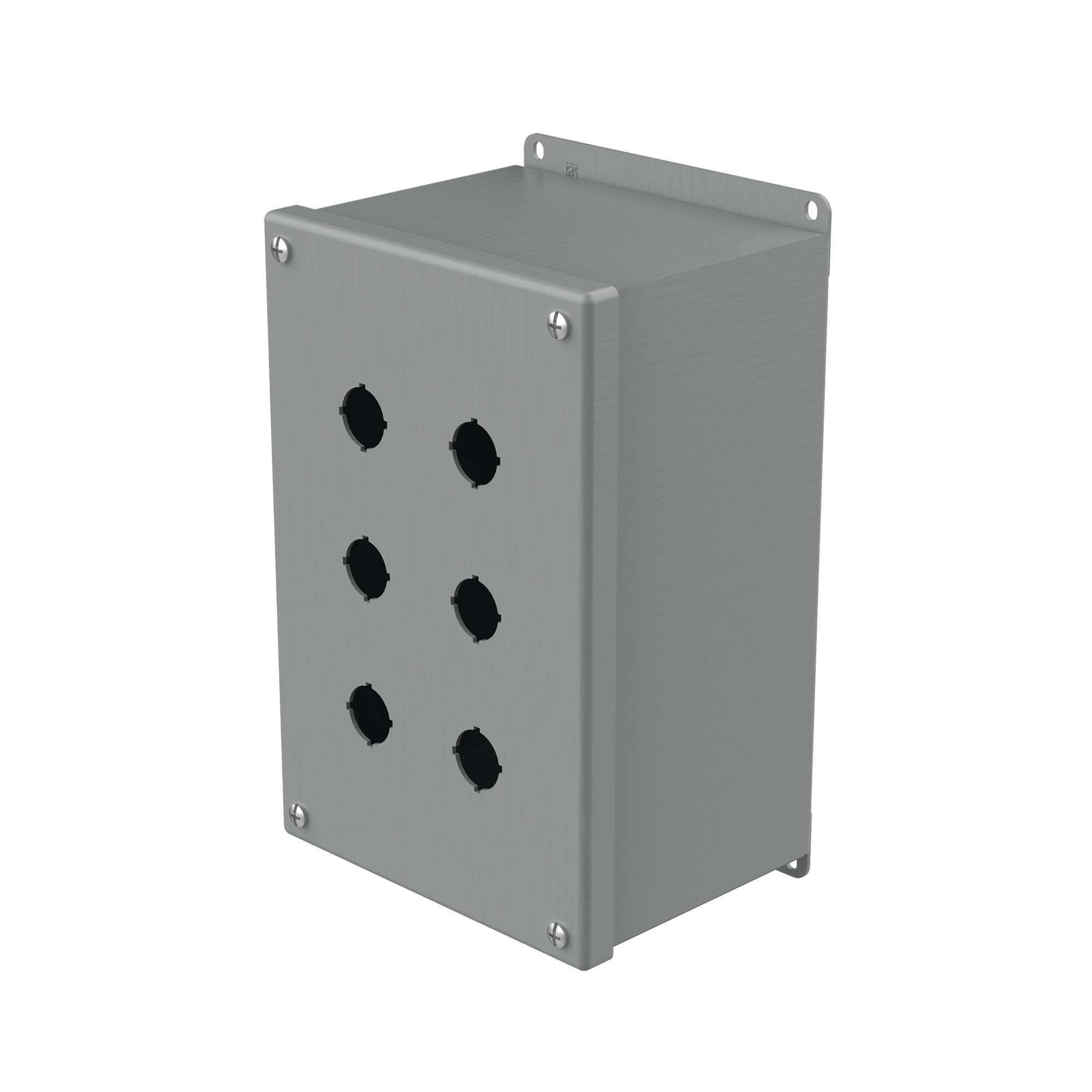 Extra-Deep Pushbutton Enclosure Type 12, 6PBx22.5mm, Gray, Steel