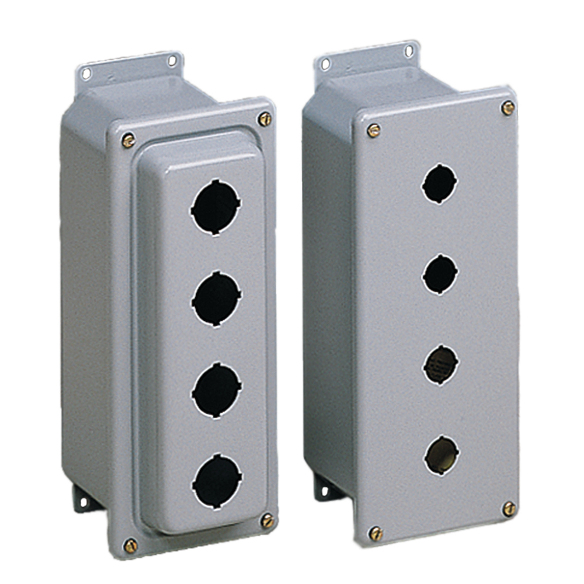 Drawn Pushbutton Dome Enclosures Type 4, 3PBx30.5mm; 8.00x4.00x3.75, Gray, Steel