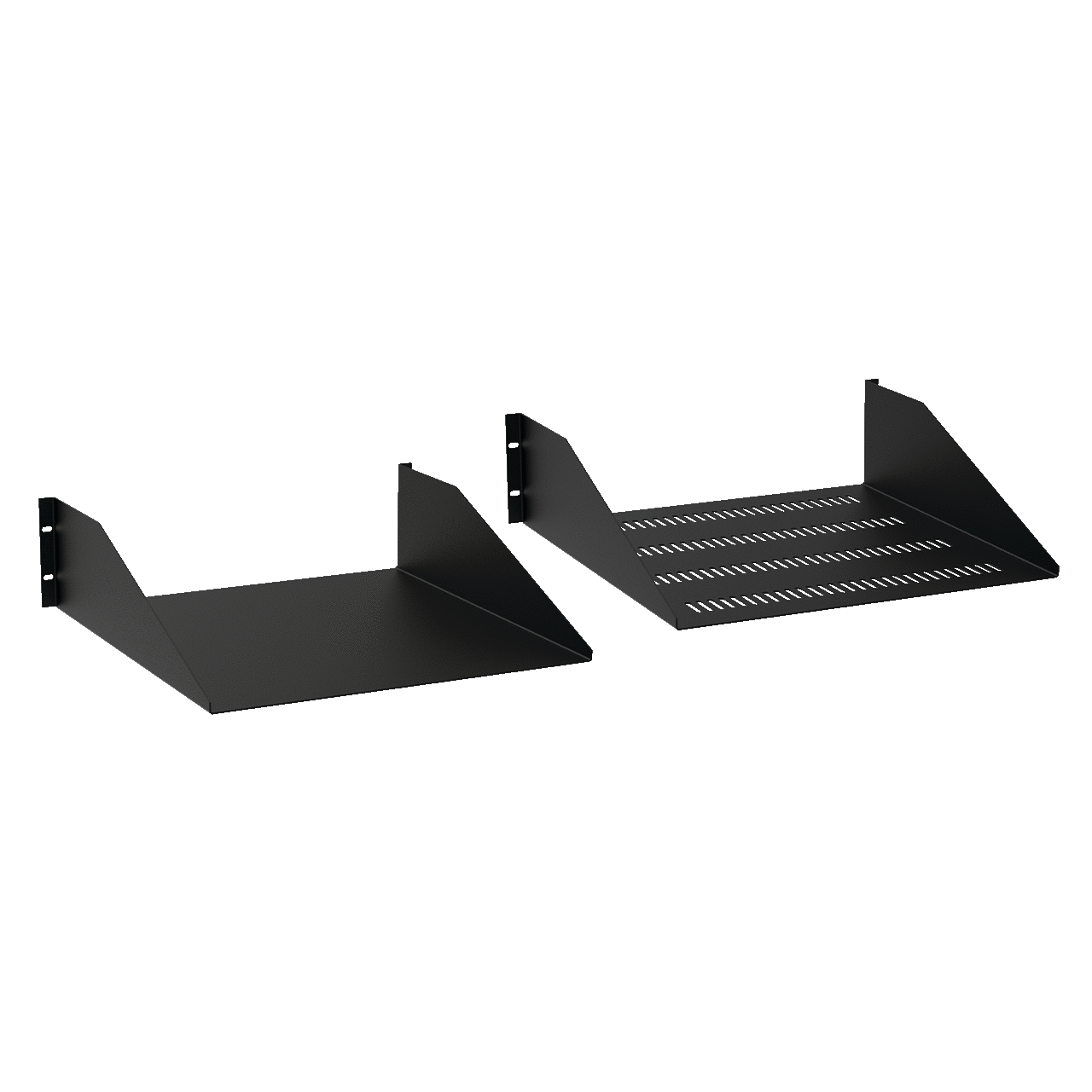 Rack-Mount Steel Shelf, 19.00x22.00, Black, Steel, Vented