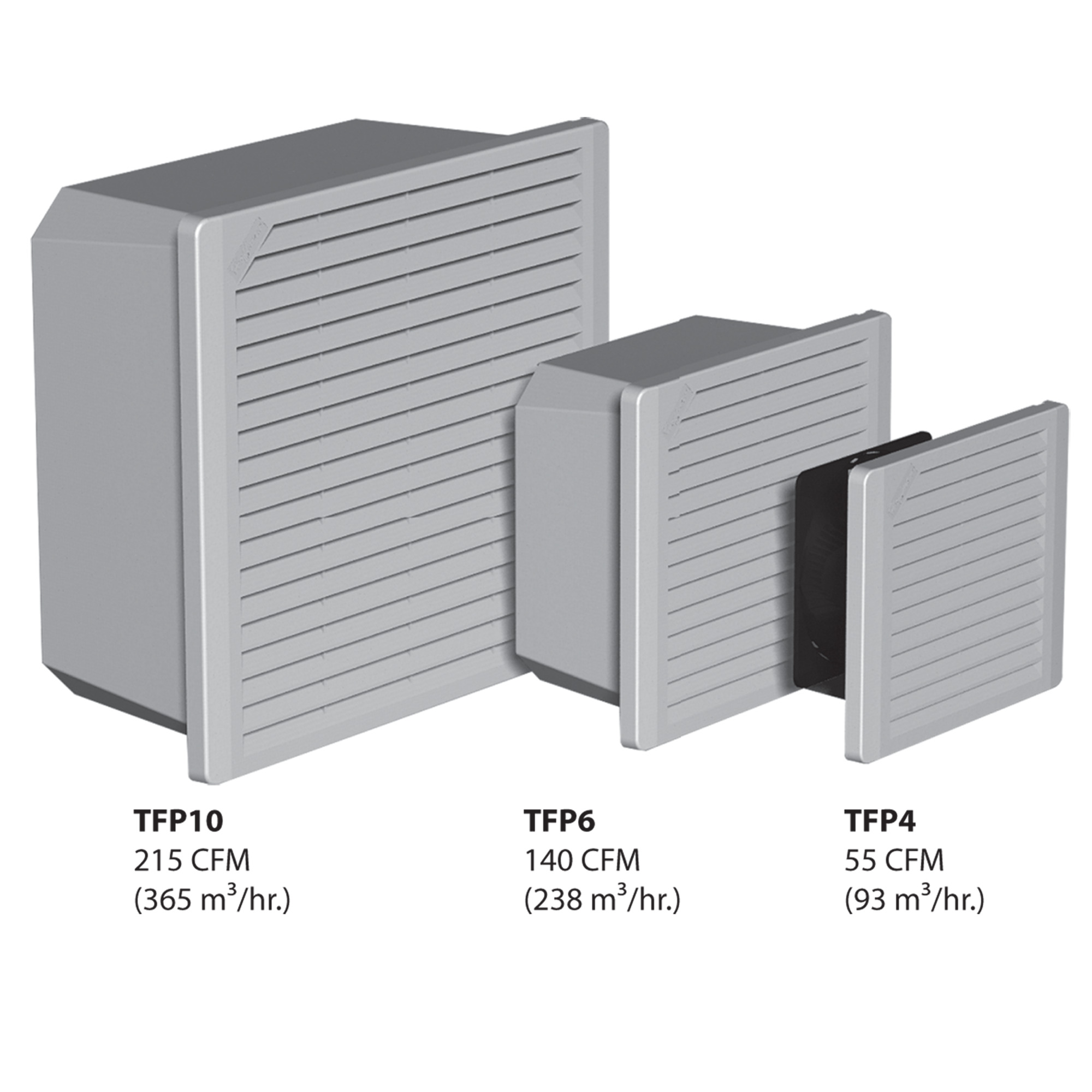 TFP4 Side-Mount Filter Fan Type 12, 115V 25CFM, Light Gray, Composite