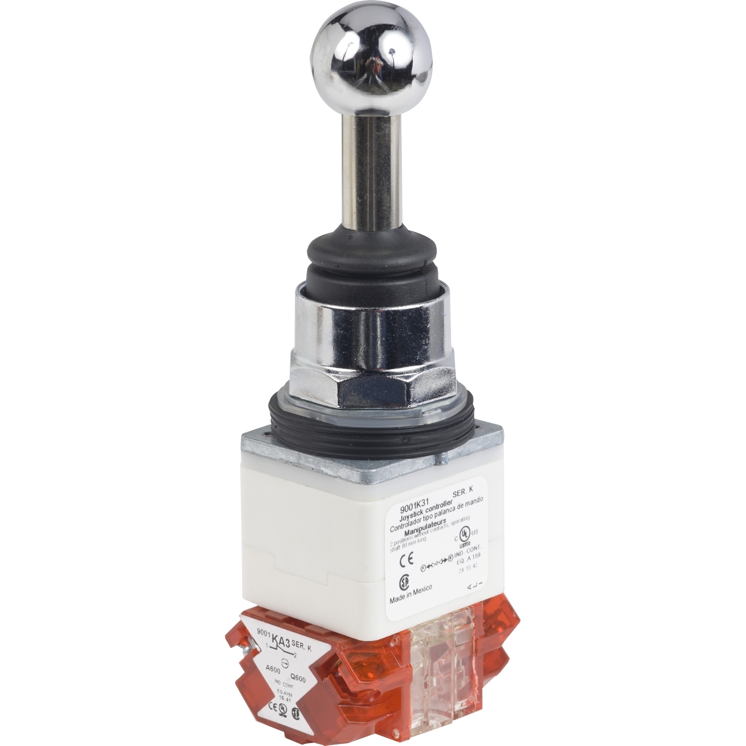 Joystick controller, Harmony 9001K, metal, 30mm, 2 directions, spring return to center, 2 NC
