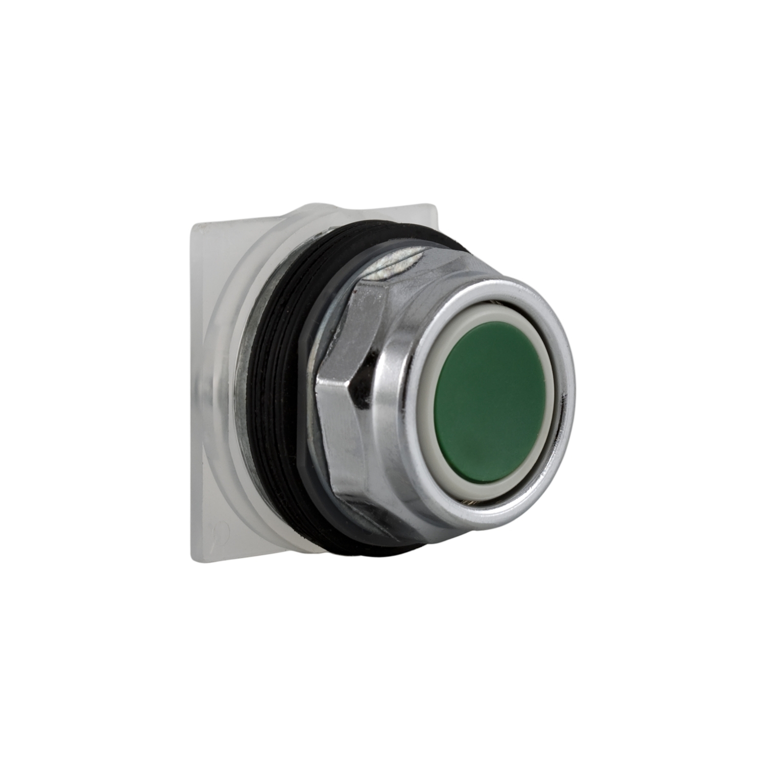 Head for spring return push button, Harmony 9001K, metal, flush, green, 30mm