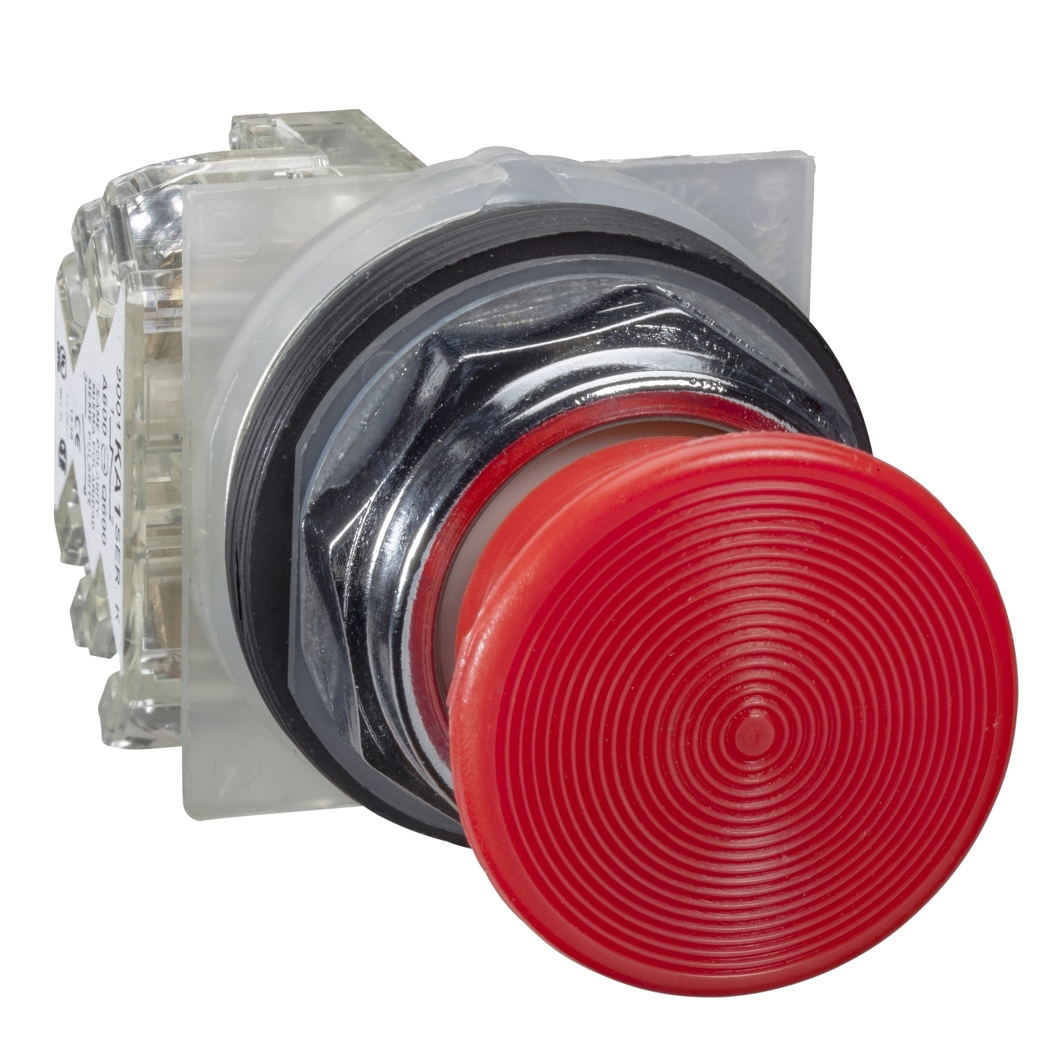 Push button, Harmony 9001K, metal, mushroom 35mm, red, 30mm, spring return, 1 CO