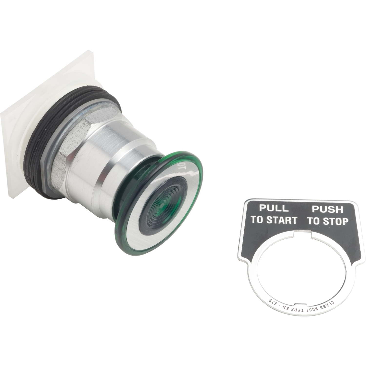 Head for spring return push button, Harmony 9001K, metal, green, mushroom 41mm, 30mm, 3 positions