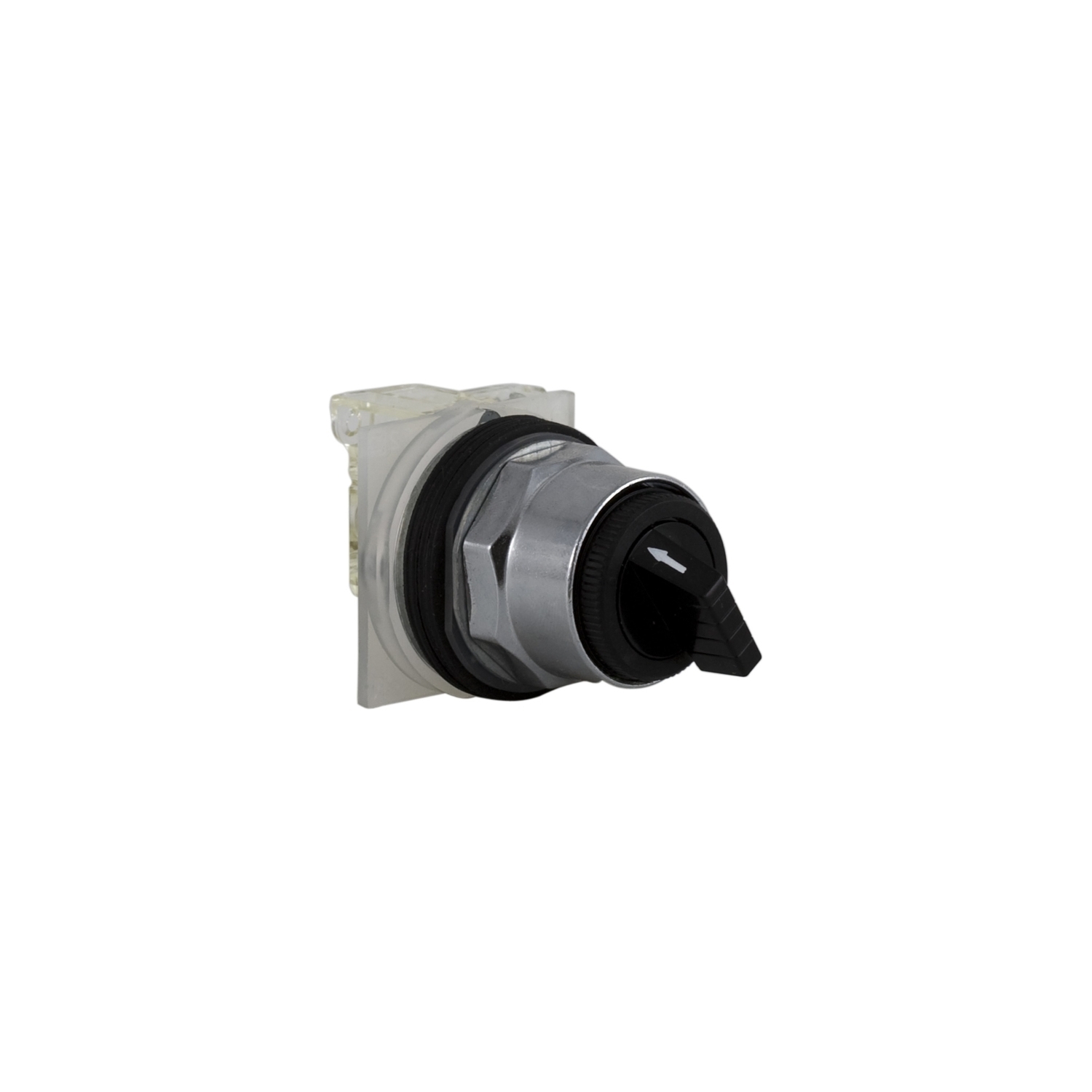 Selector switch, Harmony 9001K, metal, standard handle, black, 30mm, 2 positions, Cam E, stay put, 1 CO